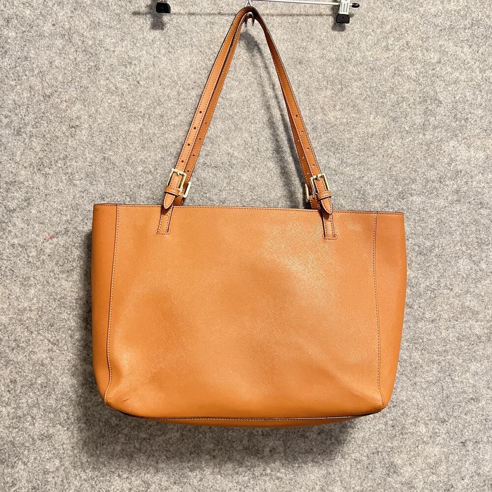 Tory Burch Bag Womens Size Large Brown Leather Tote Shoulder Purse Zip Logo - Picture 5 of 16